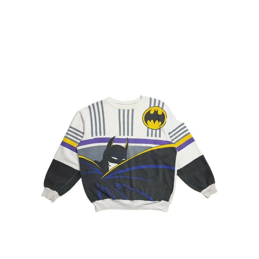 Batman 1989 Crewneck Sweatshirt White Black Vintage USA Comic Book Superhero
